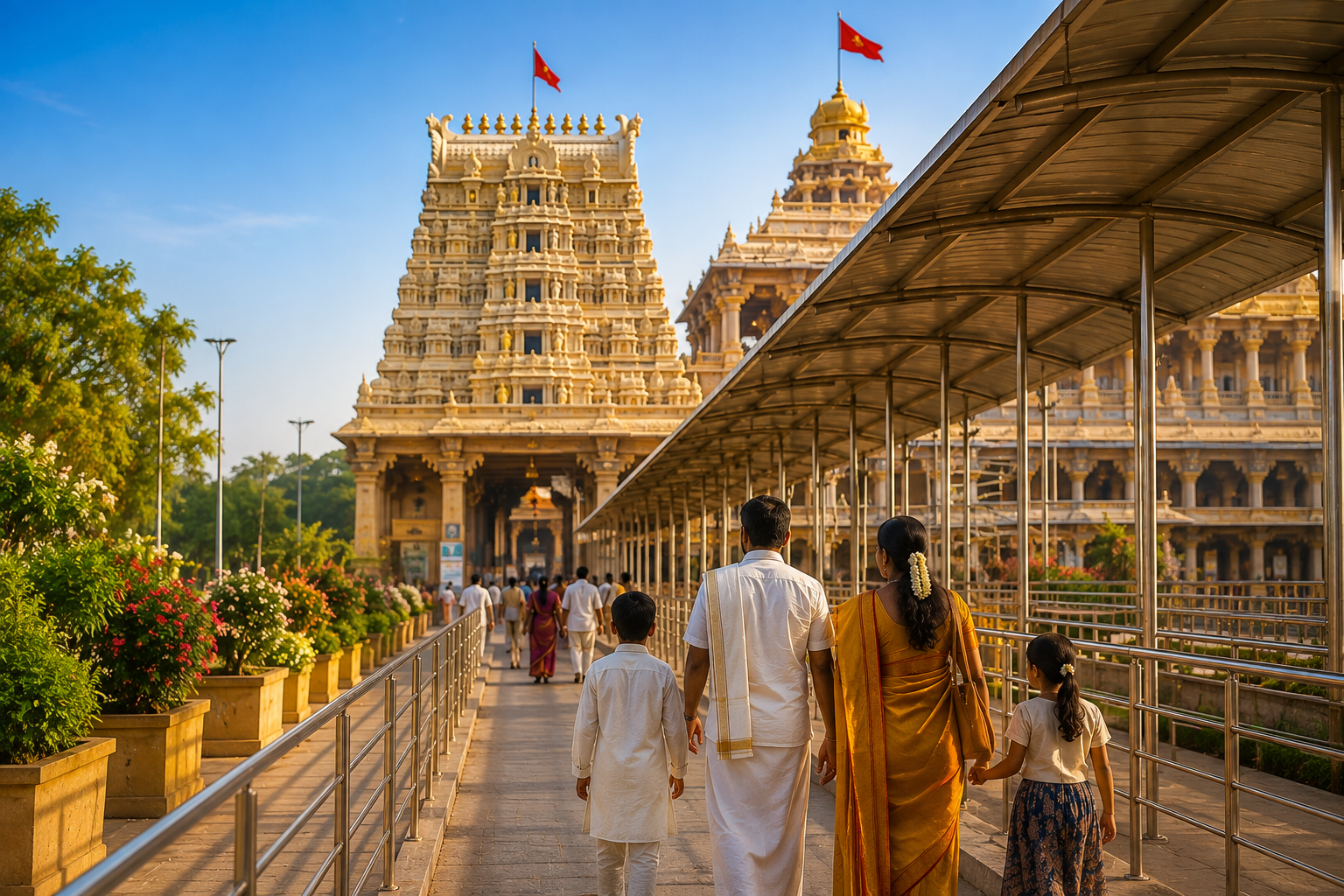 Devotees on a comfortable darshan journey